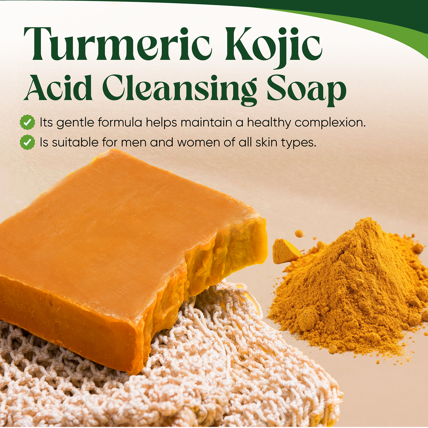 AMVital Kojic Acid Soap - Soothing, Hydrating & Moisturizing Kojic Soap for Dark Spot Removal - Whitening Soap for a Brighter, Even Skin Tone - 100g