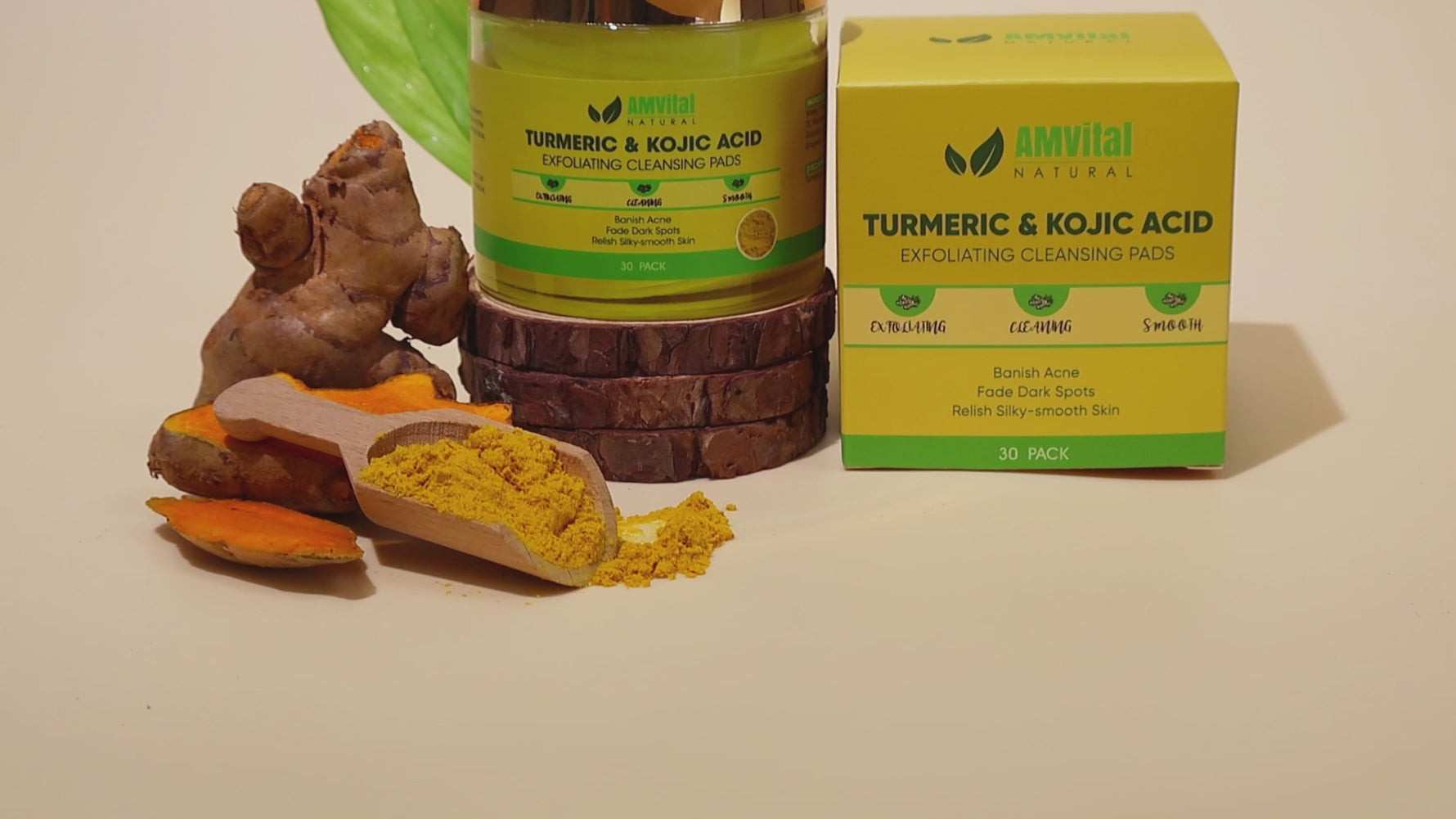 AMVital Turmeric Kojic Acid cleansing pads video