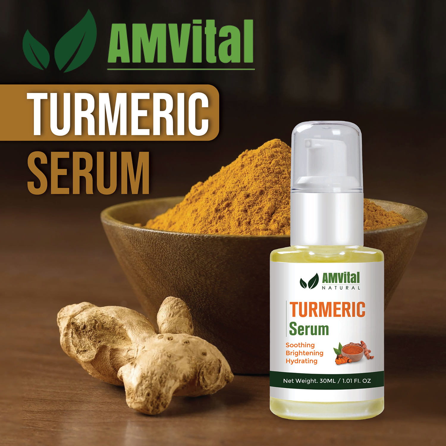 Turmeric Face Serum with Vitamin C – Brightening, Hydrating & Anti-Acne Formula for Radiant, Glowing Skin