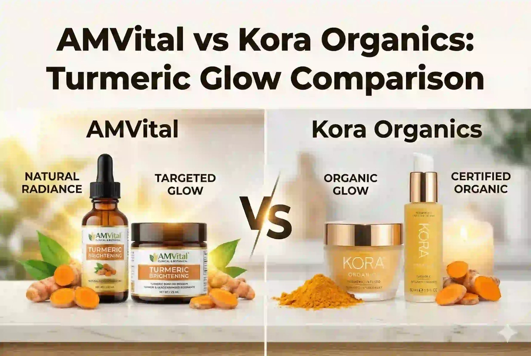 AMVital vs Kora Organics: Turmeric Glow Comparison