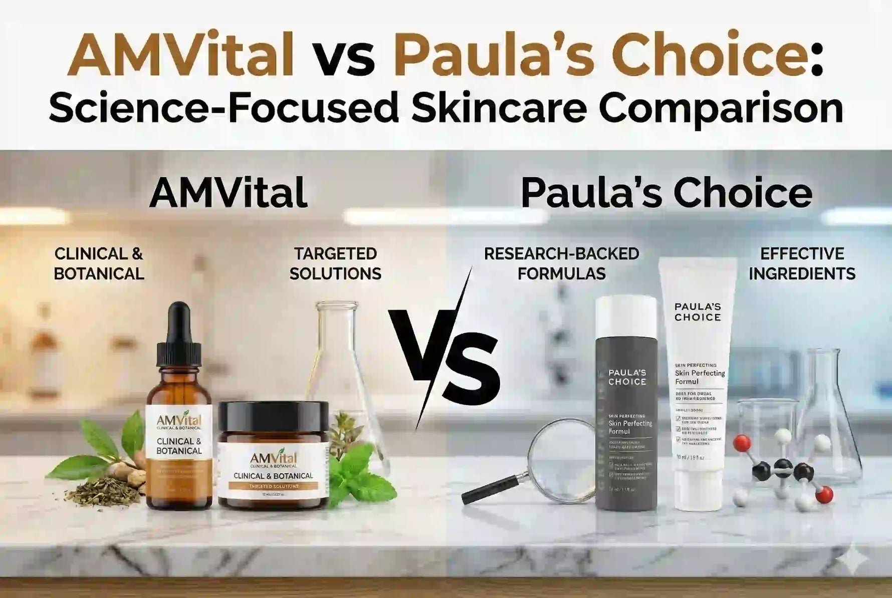 AMVital vs Paula's Choice: Science-Focused Skincare Comparison