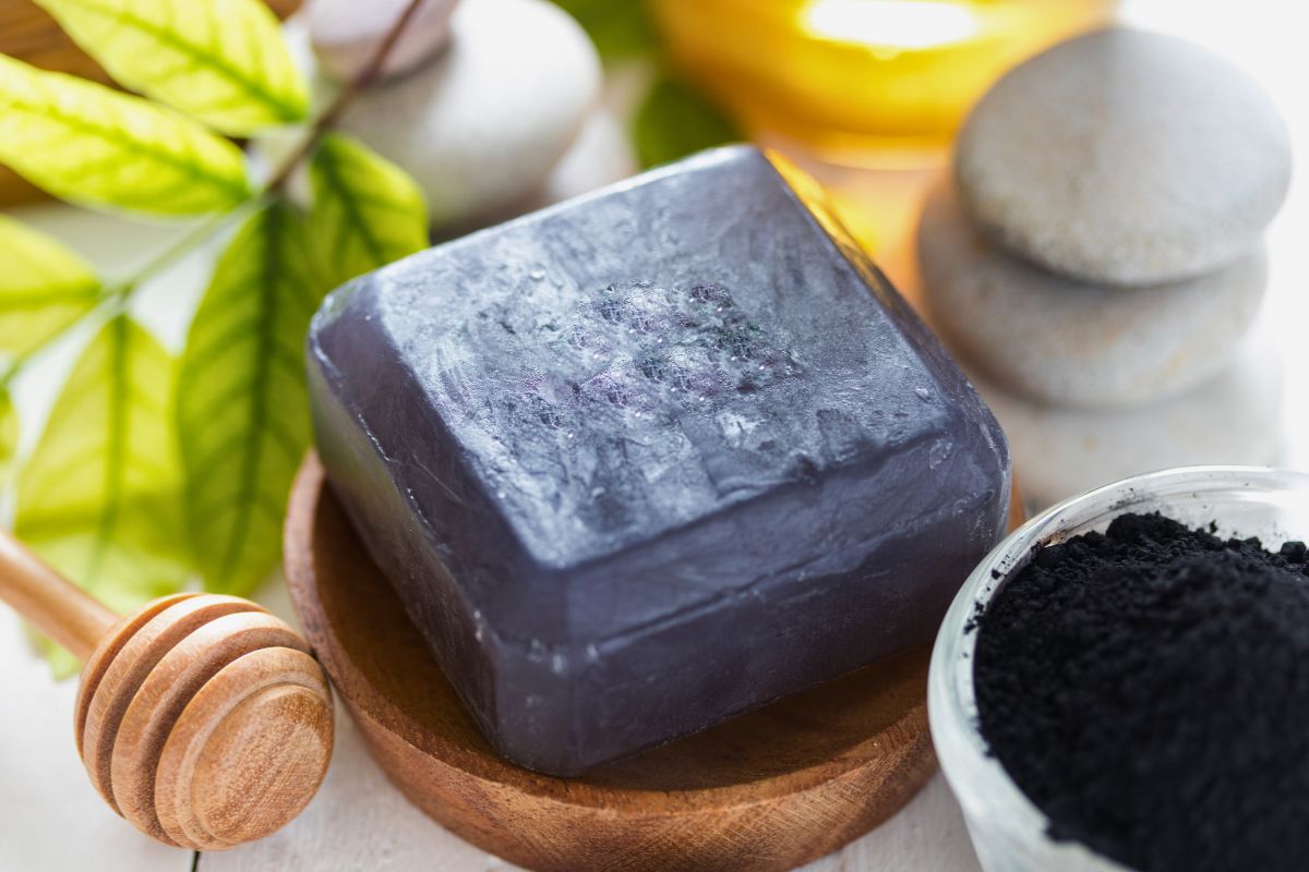 A charcoal soap bar.