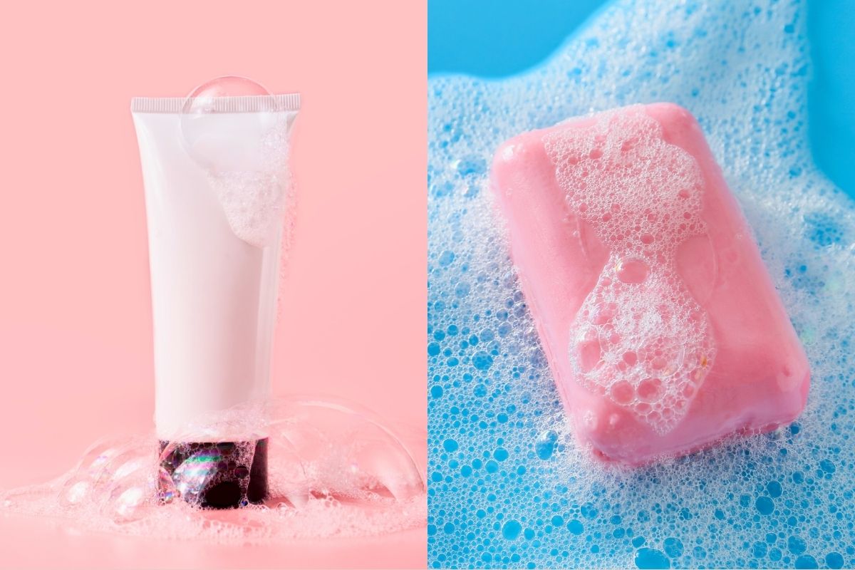 A picture of facial cleanser and soap.