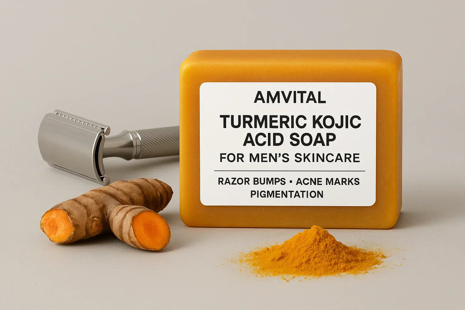 Turmeric Kojic Acid Soap for Men: Razor Bumps, Acne Marks & Pigmentation