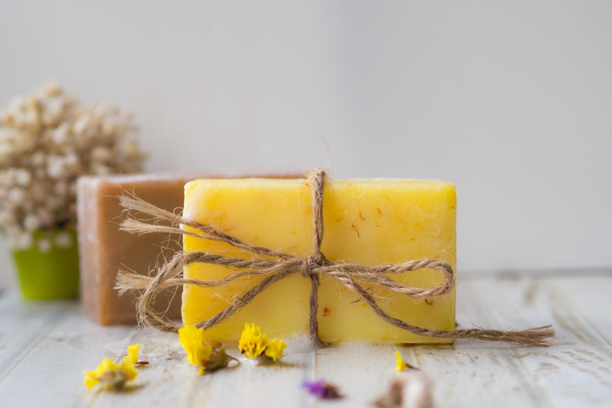 A bar of soap made from natural ingredients.