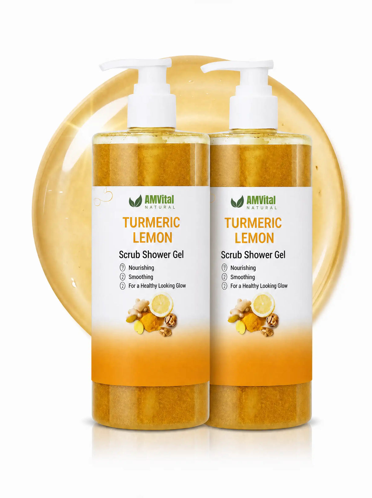 AMVital Turmeric Lemon Scrub Shower Gel — 2-month supply value pack