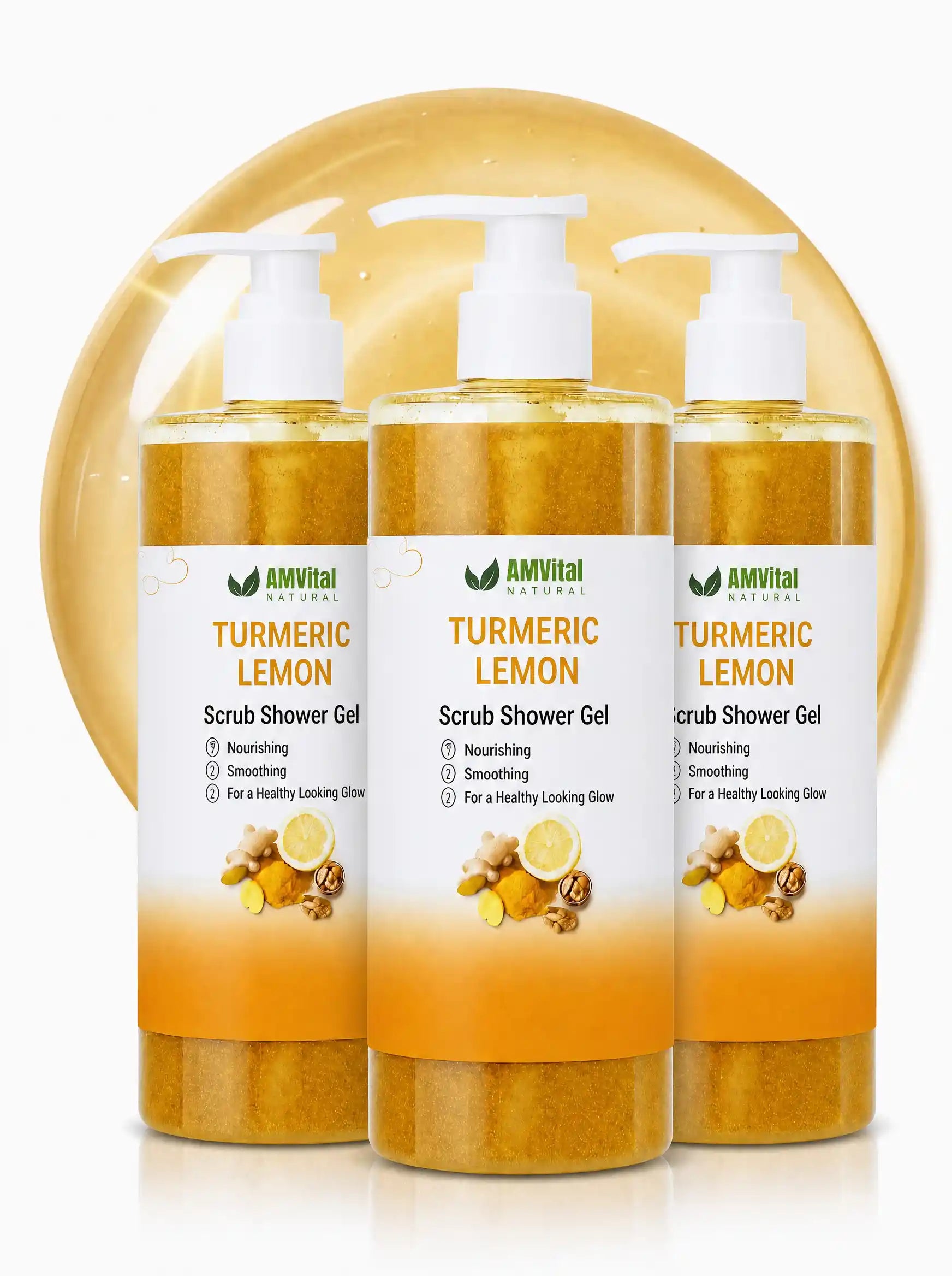 AMVital Turmeric Lemon Scrub Shower Gel — 3-month supply value pack