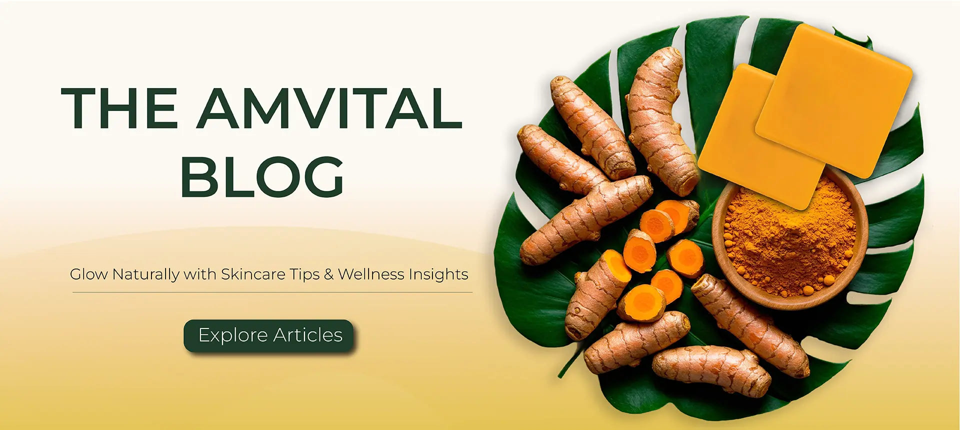 Amvital blog banner with turmeric desktop