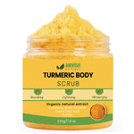 Jar of AmVital Turmeric Body Scrub with visible contents on a white background