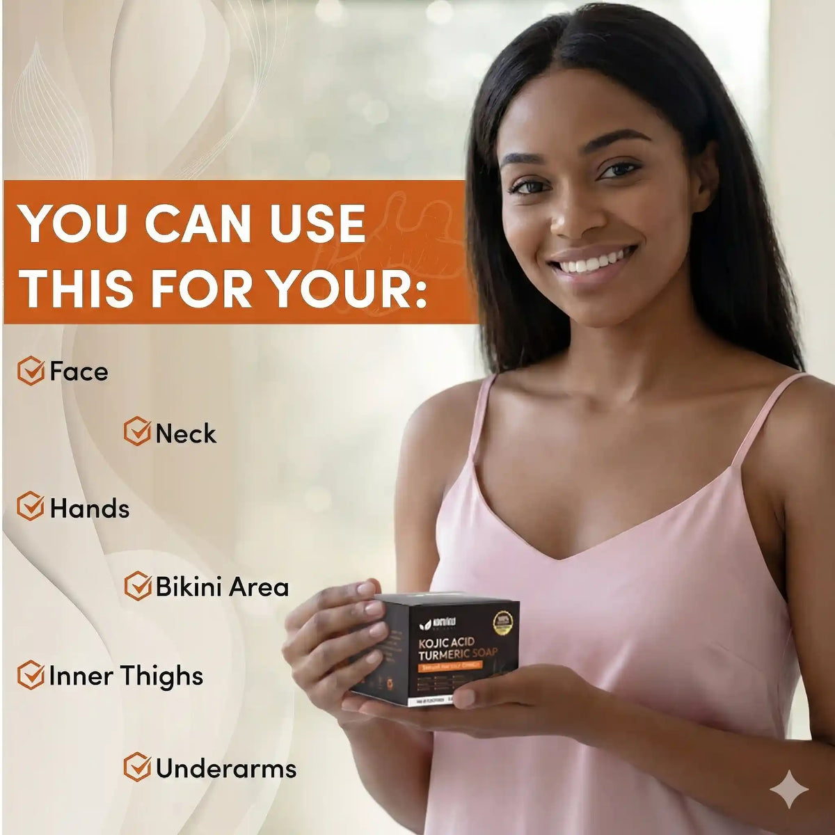 woman holading amvital soap