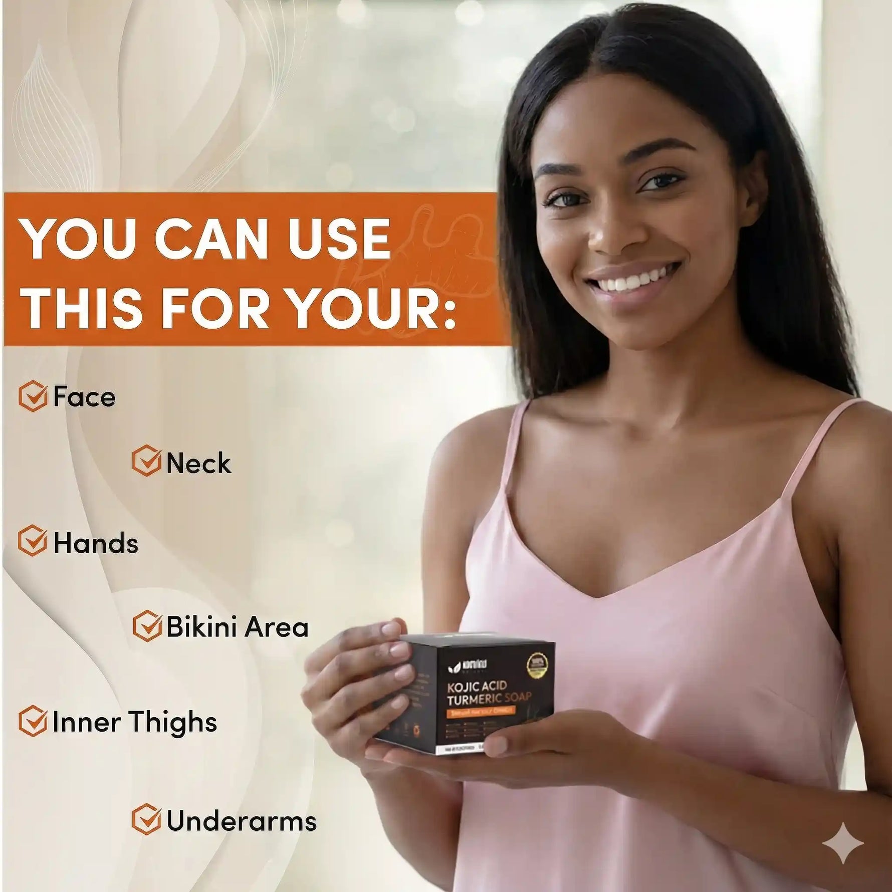 woman holading amvital soap