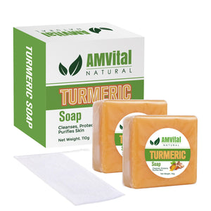 AMVital Turmeric Soap Bar (2-Pack) – Natural Skin Brightening & Acne Care for Face & Body
