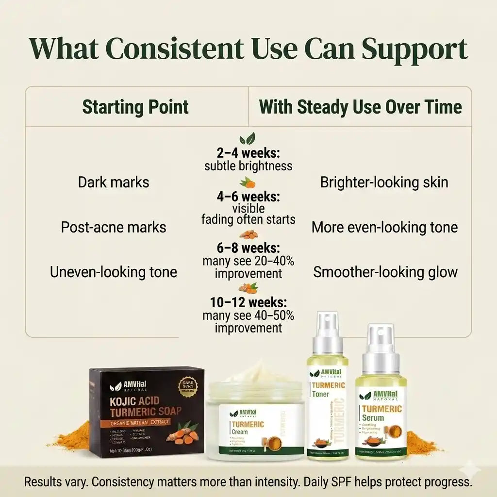 Melanin-Safe Brightening Core | 4-Step Turmeric Kit | AMVital