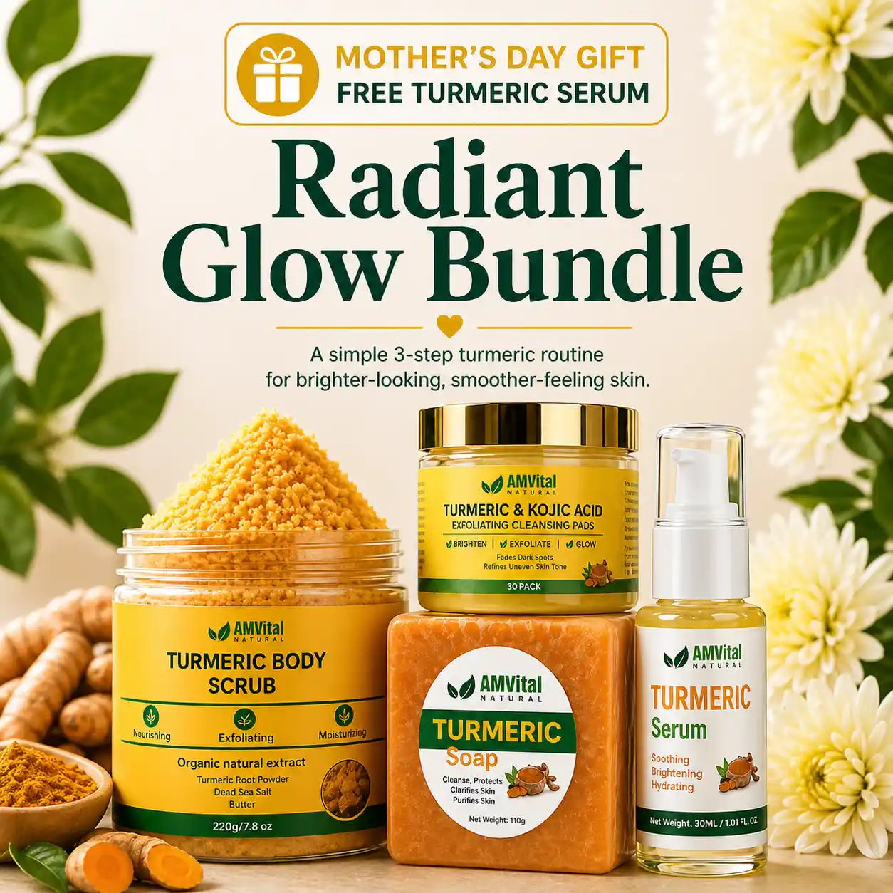 AMVital Radiant Glow Starter Bundle — Mother's Day turmeric skincare gift set