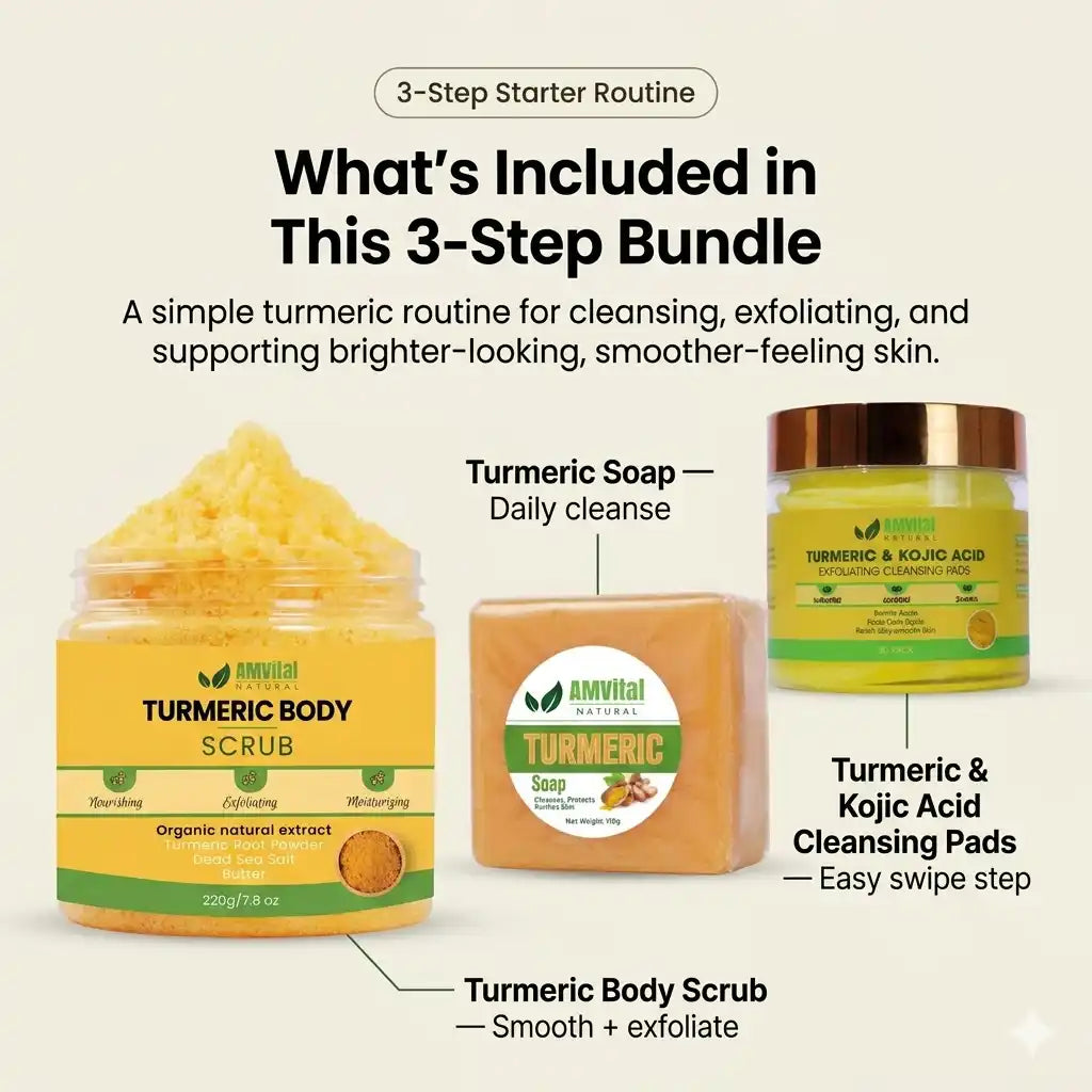 Three skincare products with labels on a beige background