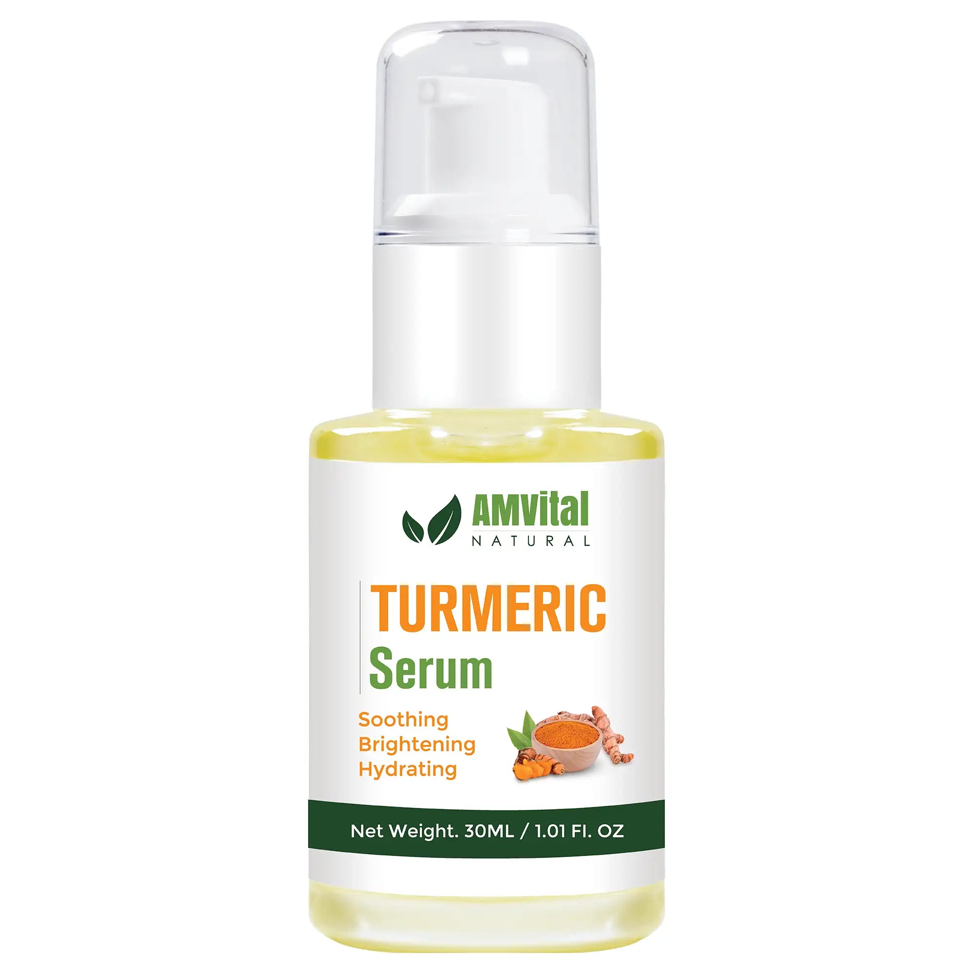 AMVital Turmeric Serum bottle on a white background