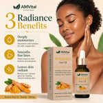 AMVital Turmeric Face Oil applied to skin — fast-absorbing for melanin-rich skin