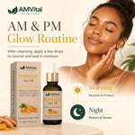 How to use AMVital Turmeric Face Oil — apply 2 to 3 drops nightly