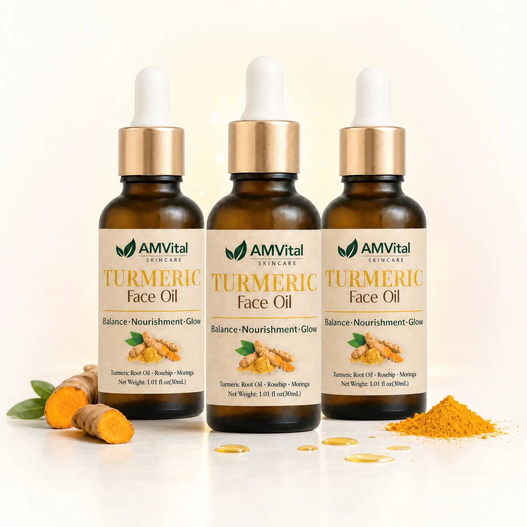 AMVital Turmeric Face Oil — 3-bottle value pack