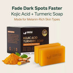 AMVital Turmeric Kojic Acid Soap 2-Pack retail packaging with two soap bars