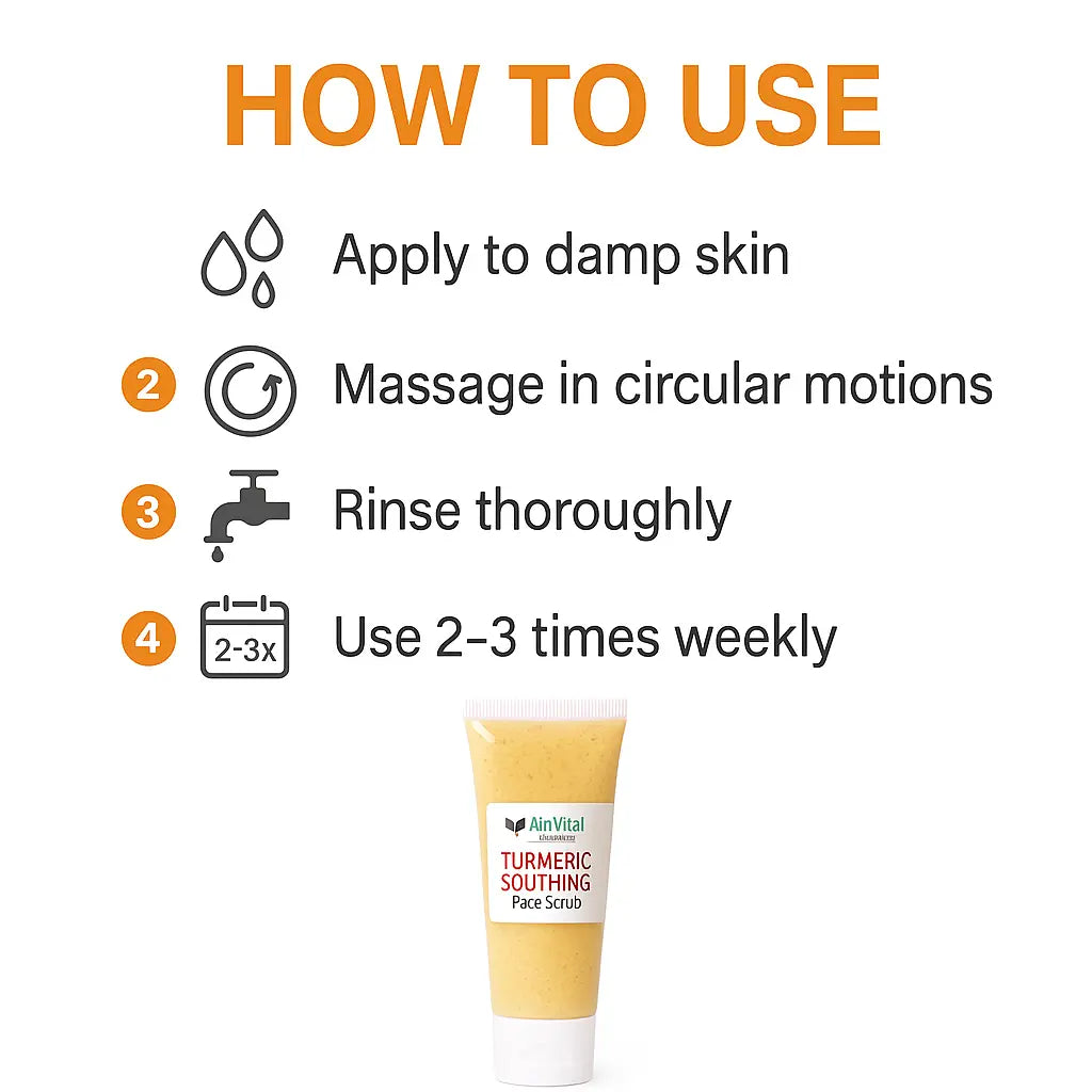 Instructions on how to use a product with a tube of cream and brand name visible.