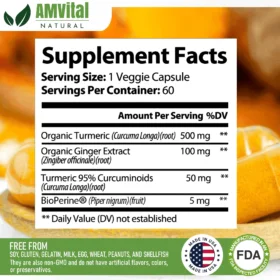 Turmeric curcumin capsules product by AMVital