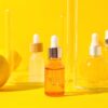 The bottles of serum have vitamin C ingredients.