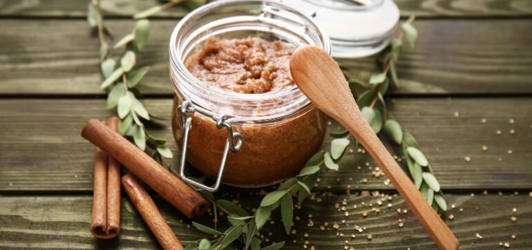 A homemade brown sugar body scrub.