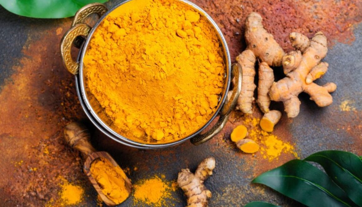 A pot of turmeric that is good for sun damage.