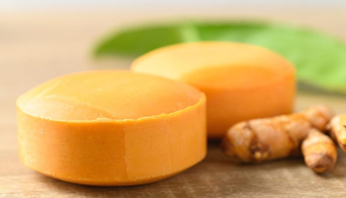 A turmeric soap that is good for the face and body.