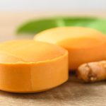 A turmeric soap that is good for the face and body.