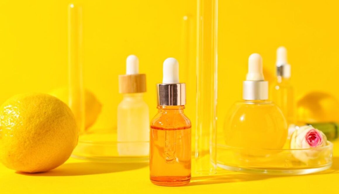 Bottles of Vitamin C serum.