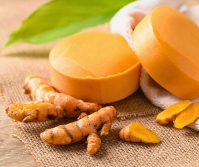 A soap made from turmeric and kojic acid.