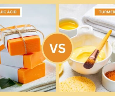 A graphic showing kojic acid vs turmeric.
