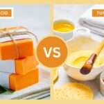 A graphic showing kojic acid vs turmeric.